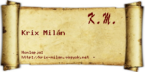 Krix Milán névjegykártya